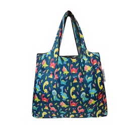 allydrew Medium Foldable Tote Nylon Reusable Grocery Bags, Dinosaurs
