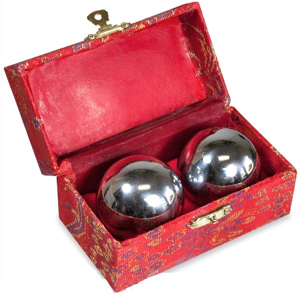 JapanBargain 3297, Chinese Baoding Balls Hand Therapy Exercise Stress Relief Balls, 1-5/8 inch, Chrome Color