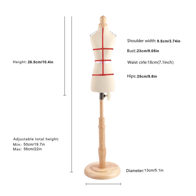 Female Dress Form Professional Beech Wood Durable Sewing Dress Form