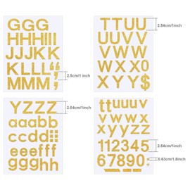 Outus 8 Sheets Vinyl Letter Stickers Self Adhesive Mailbox Alphabet and Numbers Outdoor Vinyl Letters for Scrapbooking Crafts Bulletin Board Classroom School Supplies(1 Inch,Glitter Gold)