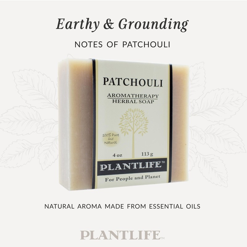 Plantlife Patchouli Bar Soap - Moisturizing and Soothing Soap for