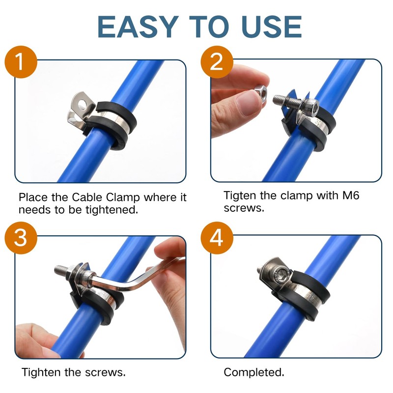 ZIPCCI Cable Clamps Assortment Kit, 25 Pack Stainless Steel Rubber