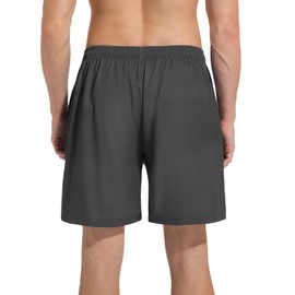 ACHTELEPHS 6 Inch Men's Swimming Trunks with Inner Briefs and Pockets, Quick Dry Breathable Swimming Shorts with Elastic Waistband and Drawstring for Swim Sports Running, darkgray, M