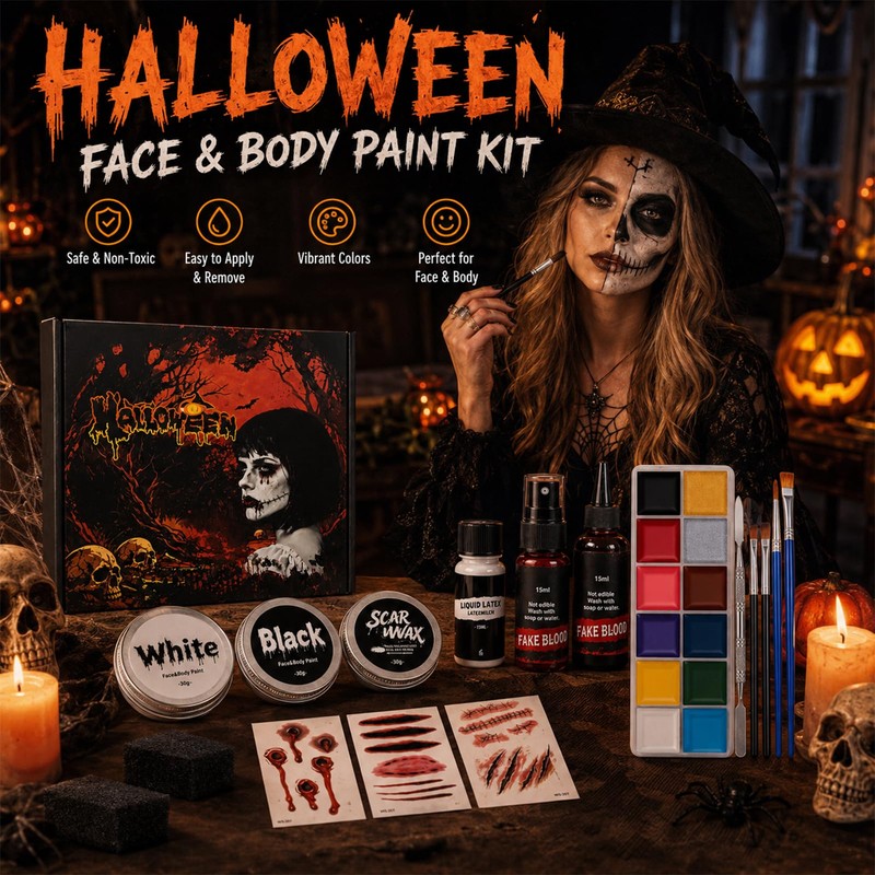 Halloween SFX Makeup Kit: 15 PCS Face Special Effect Makeup