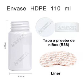 2CLIC.MX 15 Frasco Bote Capsulero Blanco 110 Ml Tapa Blanca Capsulas