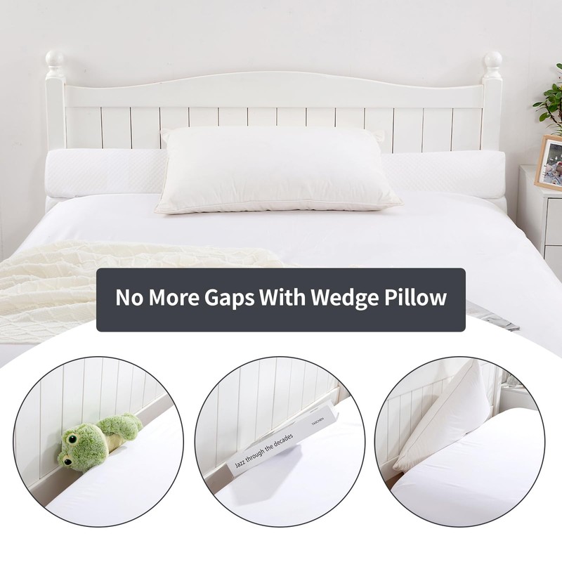 MABOZOO Pillow Wedge for Headboard Gap,White Bed Wedge Gap Filler