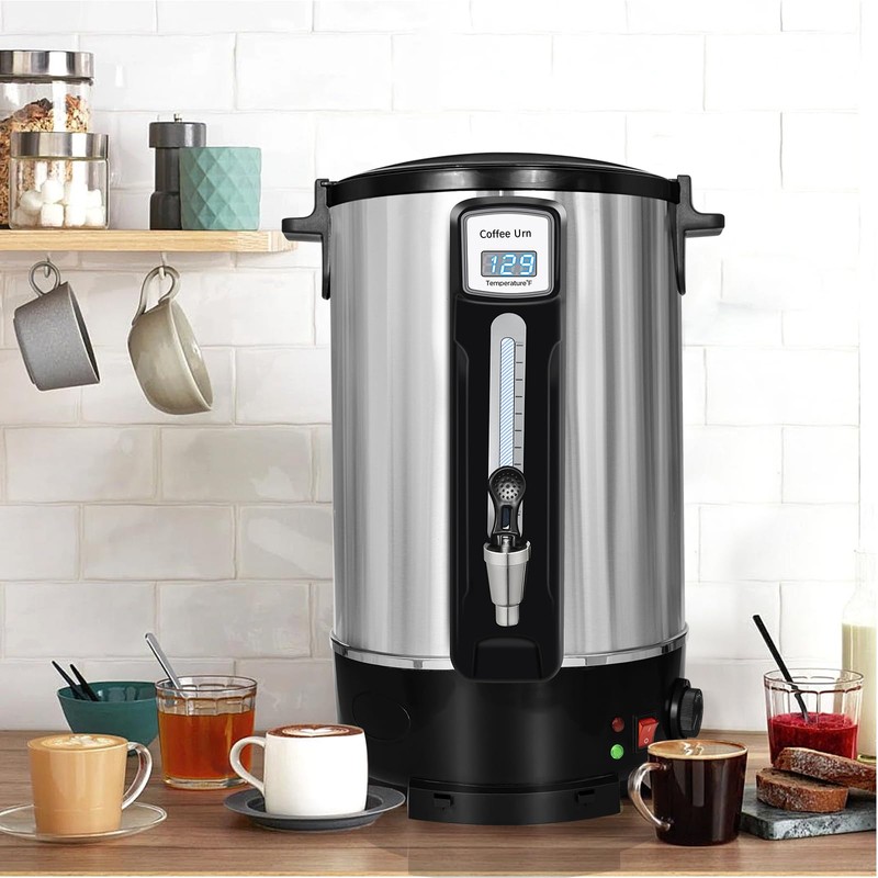 alelarocr Commercial Coffee Urn 50 Cups（12L, Stainless Steel Large-Capacity Coffee