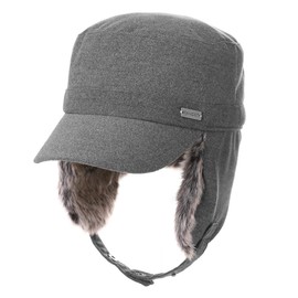L Winter Trapper Hat Baseball Cap for Large Big Head Men Women with Faux Fur Earflaps Quilted Lined Ear Protection Cold Weather Grey