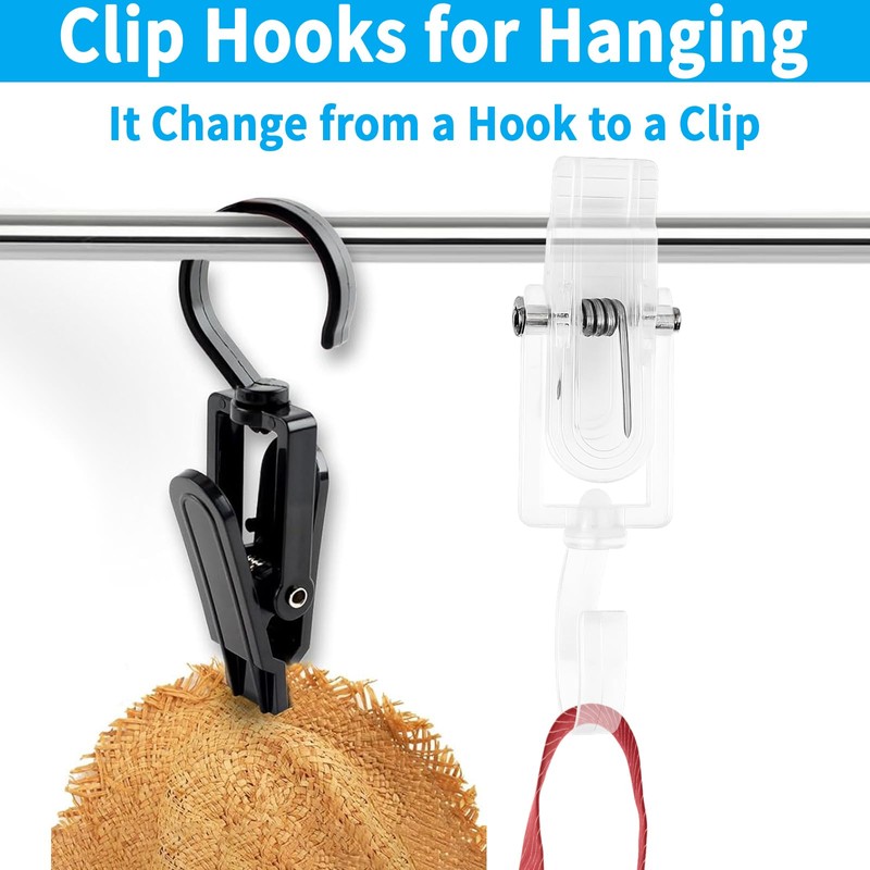 VinBee 20 PCS Laundry Hooks with Clips Super Strong Plastic