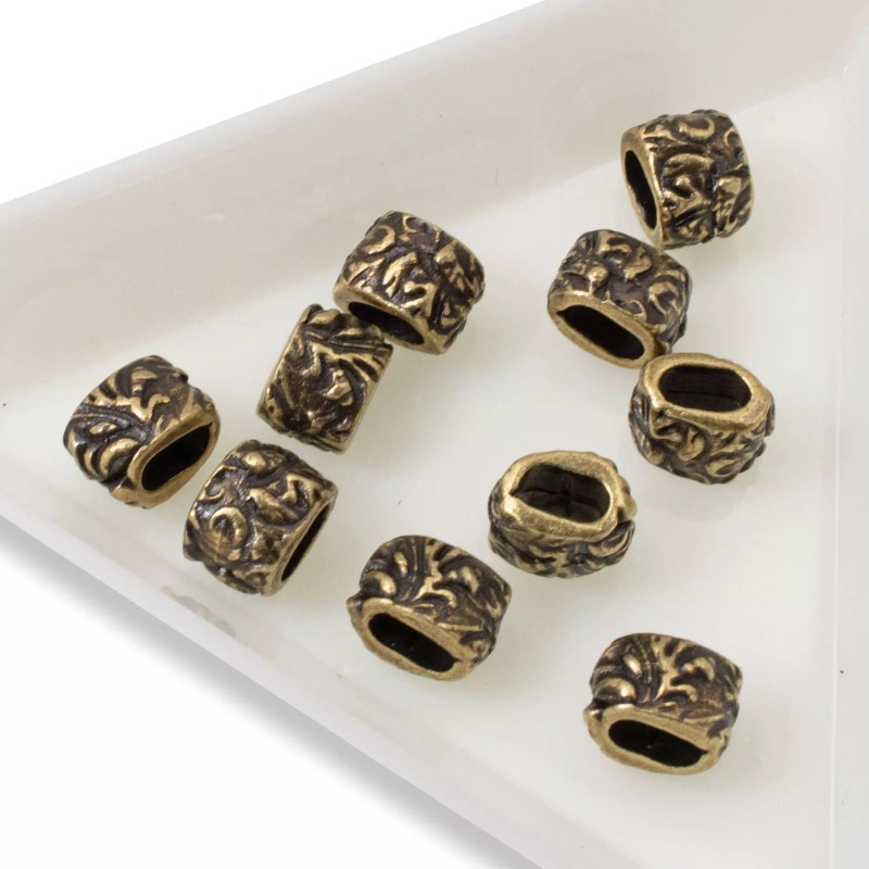 TierraCast 10 Antique Brass Jardin Barrel Beads - Organic Jewelry