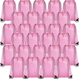 Silkfly 100 Pieces Drawstring Backpack Bags Bulk Portable Blank Cinch Storage Bags for Sports, School, DIY Gifts, Homeless, Social Assistance(Light Pink)