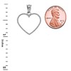 Elegant Two-Sided Beaded Open Heart Charm Pendant (0.9") in Sterling