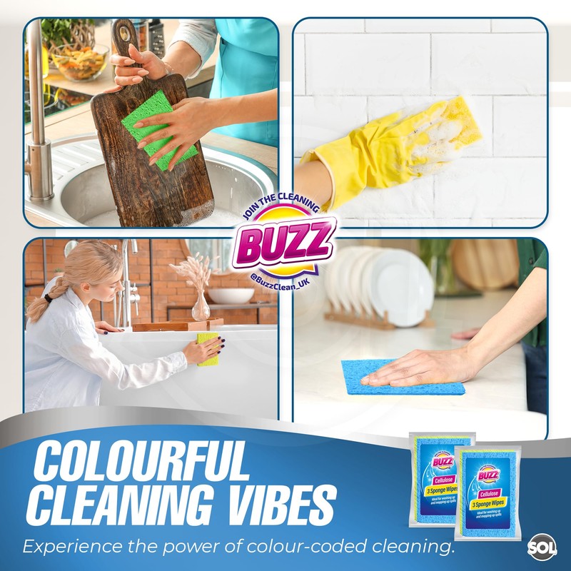 SOL 6pk Cellulose Sponge Highly Absorbent Kitchen Sponges, Household &