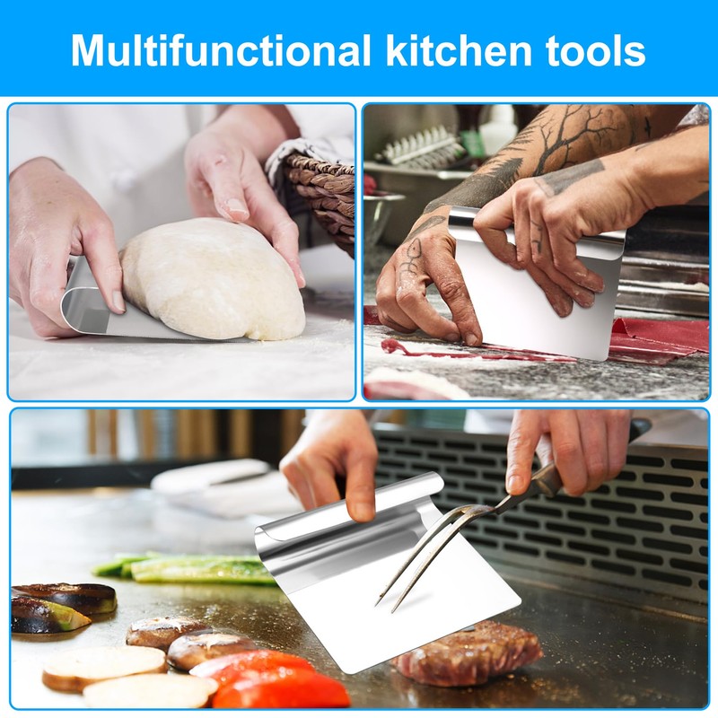 1 Pcs Stainless Steel Pastry Scraper, Metal Dough Scraper Bench