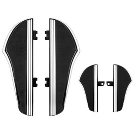 HCmotorku Motorcycle Floorboards Set Driver Passenger Footboards Front Rear Foot Pegs Fit For Harley Touring Road Glide Electra Glide Street Glide Softail (Black & Chrome)