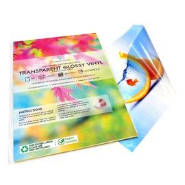 EVG 20 Blatt A4 glänzend weiße transparente selbstklebendes Vinyletiketten | Wasserfestes papier für Laserdrucker | Stickerpapier für die Erstellung eigener Produktaufkleber, Etiketten, Schilder