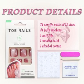 Handmade Pink Purple Cat Eye Press on Toenails Full Cover Gradient Square Fake Toenails Glossy Solid Color Short Acrylic False Toes Nails Artificial Beach Full Cover Toenail for Women Girls 24Pcs