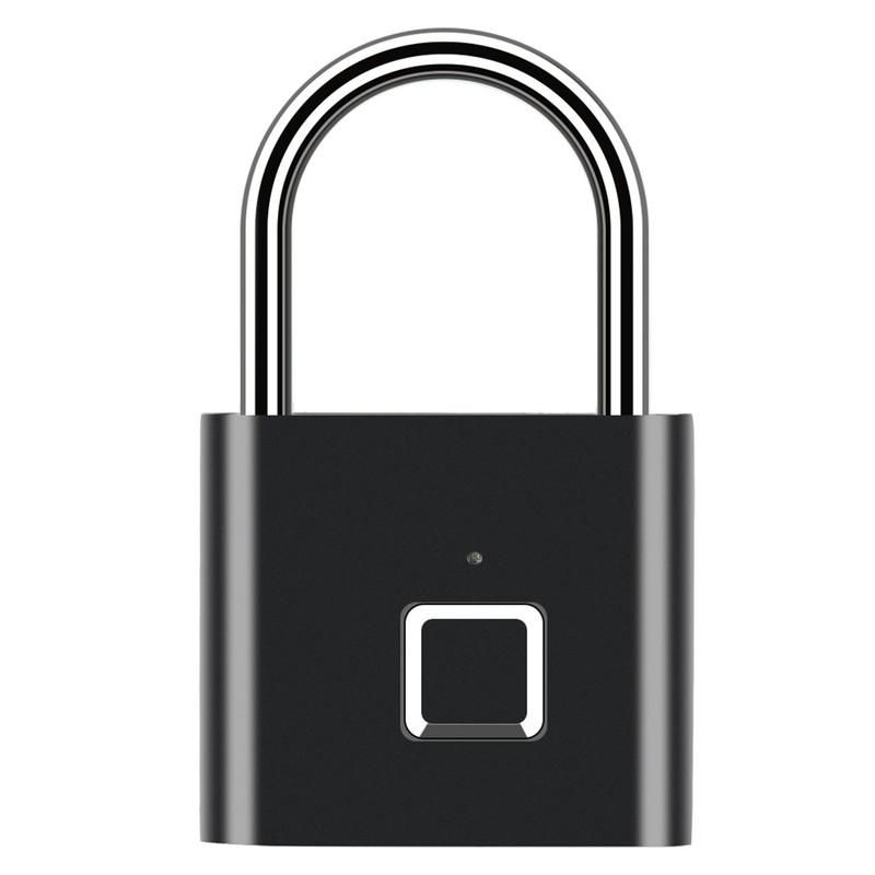 Door Lock Security Keyless USB Rechargeable Fingerprint Smart Padlock Black