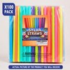 100-Pack Extra Long Wide Straight Straws – 8 Vibrant Colours