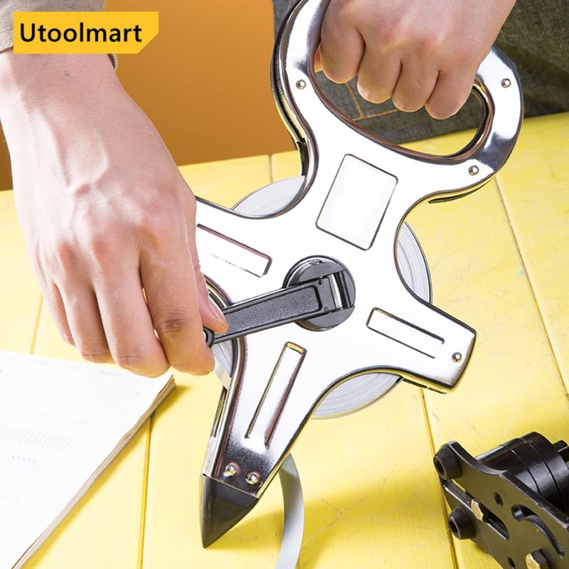 Utoolmart 100m / 328ft Tape Measure,Portable Steel Frame Ruler, Metric