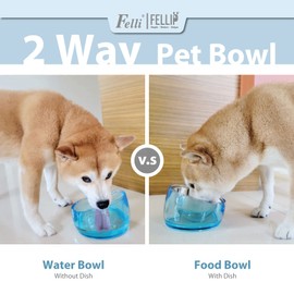 Felli Pet Oblik Slanted Dog Food Water Bowl Elevated Stainless Steel Oval Dish Ergonomic Angled Metal Feeder Spill Proof Non Slip, Raised Acrylic Cone for Bulldog Pug Small Medium (1.5Cup Sapphire)