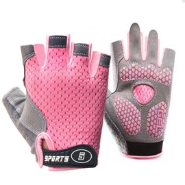 CaySep Half-Finger-Kids-Cycling-Gloves Non-Slip, Padded, Antislip, Fingerless Kids Bike Climbing Gloves Girls Age 5~9