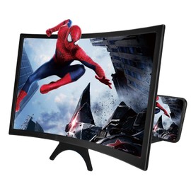 CameCosy 14" Phone Screen Magnifier, 3D HD Movie Screen Magnifying with Curved Surface Design Movies Videos Amplifier Foldable Mobile Phone Stand Screen Amplifier for All Smartphones,Black