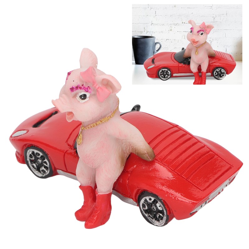 Pig Statue UV Resistant Coating Handcraft Resin Pig Figurine Red