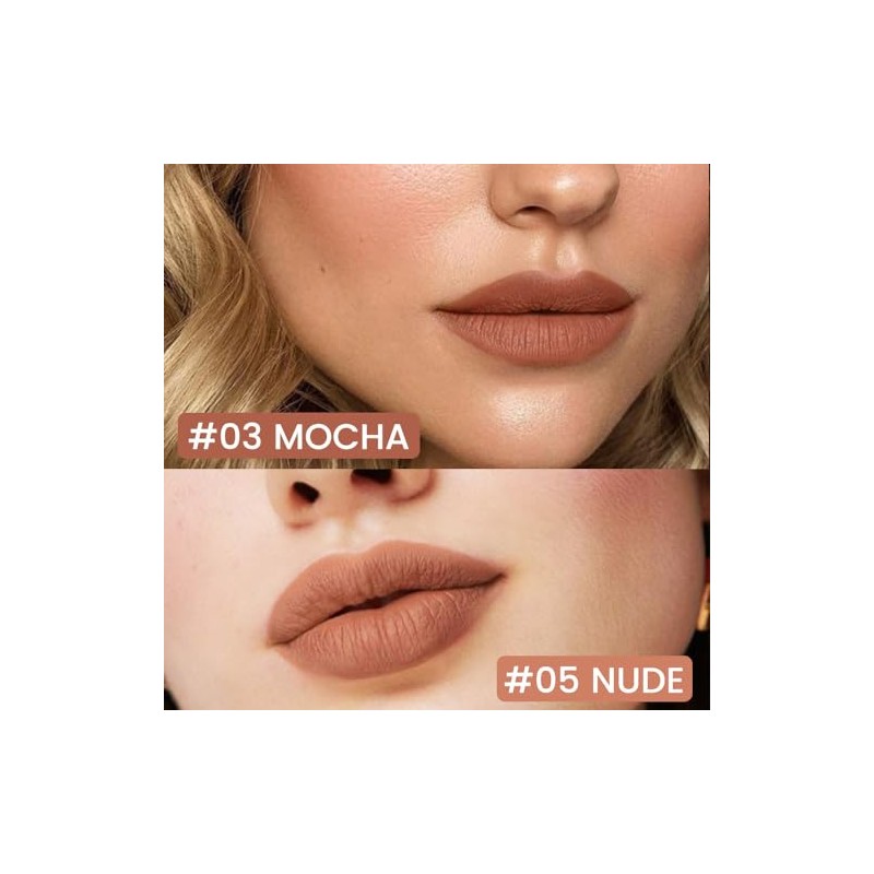 Kaely- 2 rotuladores de tinte labial mate color nude moca,