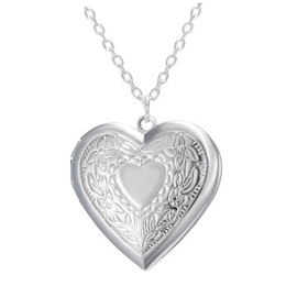TEHAUX Heart Necklace Photo Frame Pendant Alloy Jewelry Elegant and Delicate for Birthday or Valentine's Day
