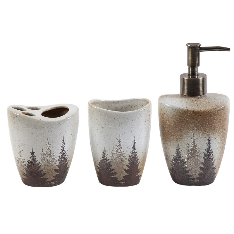 Paseo Road Clearwater Pines 3 Piece Rustic Countertop Bathroom Accessory