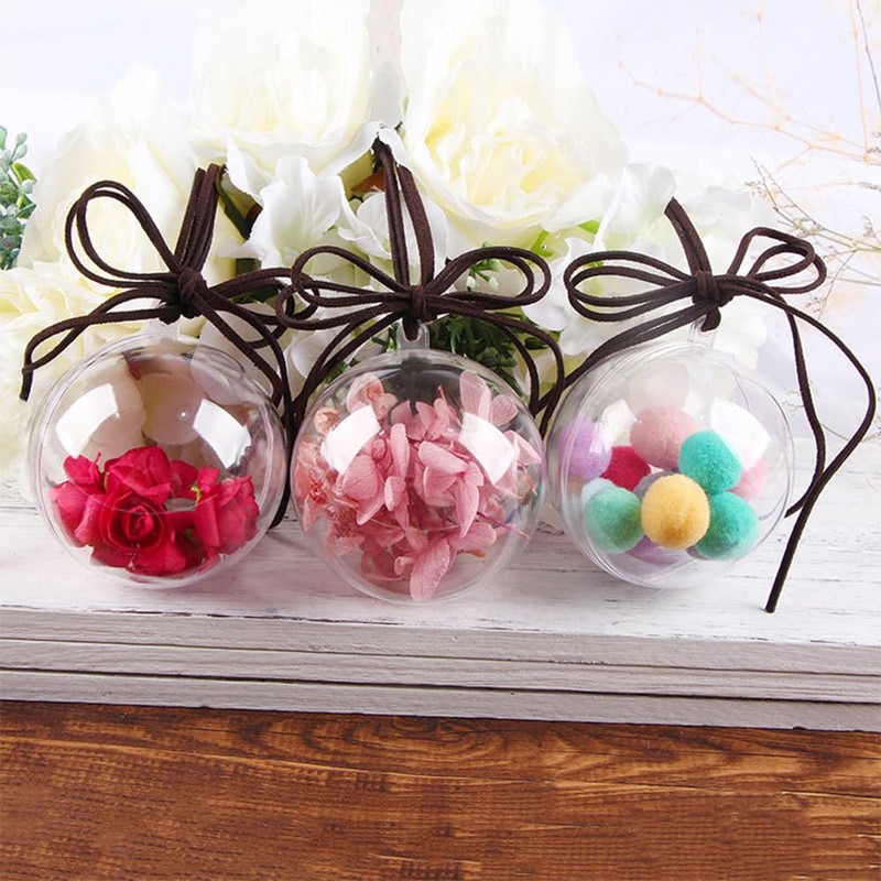 ESJNNK 20 Pcs Ornaments Balls, Clear Hollow Balls, 2.4 inches
