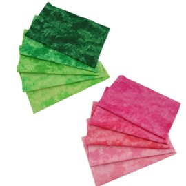 10 Pcs Cotton Fabric Square 20cmx20cm Smudge Dyed Patchwork Fabric for DIY Crafts Sewing, Green and Pink