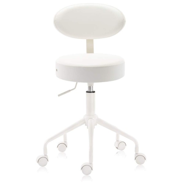 DR.LOMILOMI Swivel Rolling Hydraulic Height Adjustable Stool 503 for Clinic Nursing Spas Beauty Salons Dentists Home Office (Standard, with Backrest, Cream)