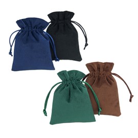 4 Pcs Jewellery Bags, Velvet Jewelry Pouches, Drawstring Gift Bags, Soft Velvet Bags with Drawstrings, Small Jewellery Drawstring Pouch for Jewelry Crystal Travel Organize for Earring (4 Colors)