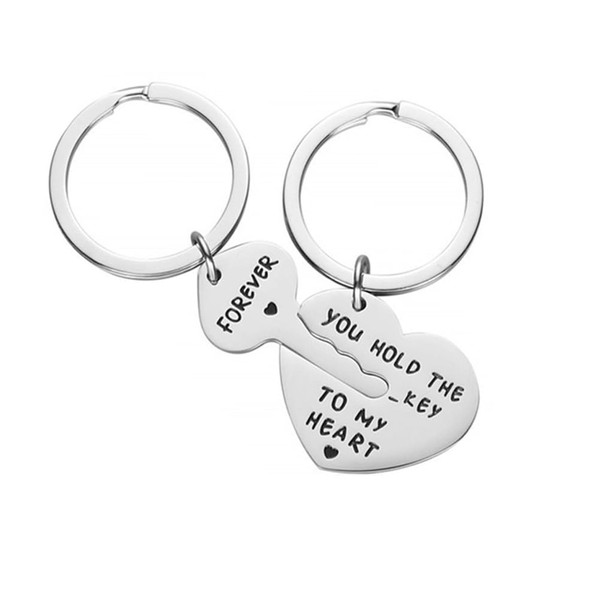WRITWAA 2 Pcs Stainless Steel Keyrings, Matching Keychains for Him