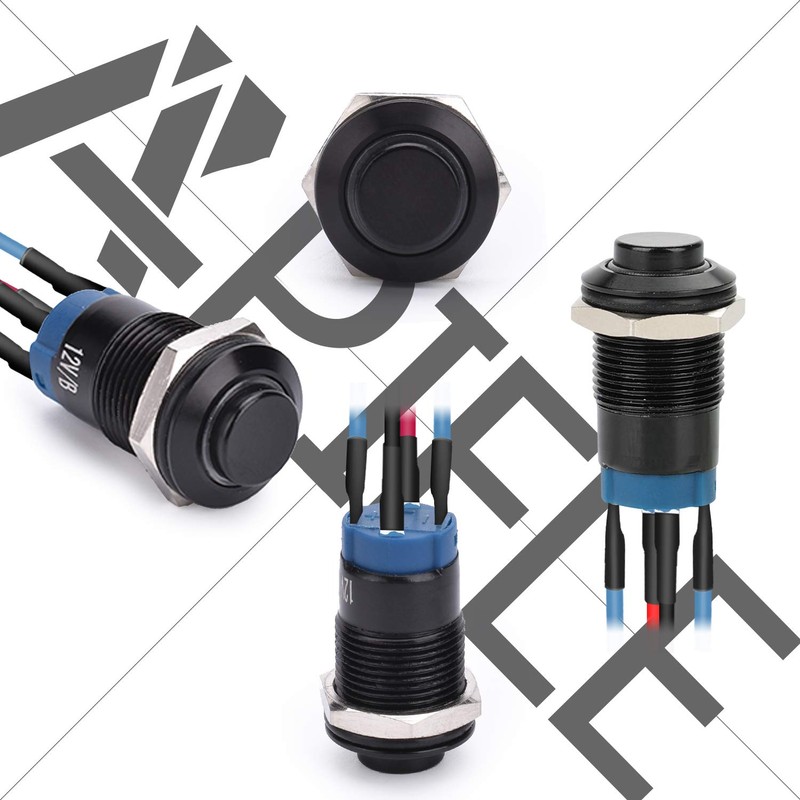 APIELE 12mm Momentary Push Button Switch Pre-Wired 150mm High Round