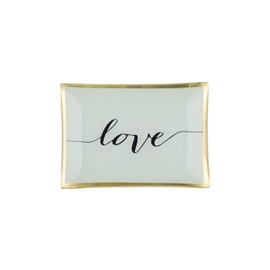 Gift Company Love Plates Glass Plate M, Love, White, 10 x 0.8 x 14.2 cm