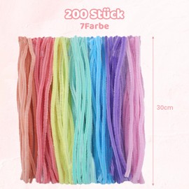 200 Stück Pfeifenputzer zum Basteln, 30cm Pfeifenreiniger Macaron-Farbe, Pfeifenputzer Bunt, Pfeifenreiniger Pink, Pfeifenputzer Grün, Pfeifenreiniger zum Basteln