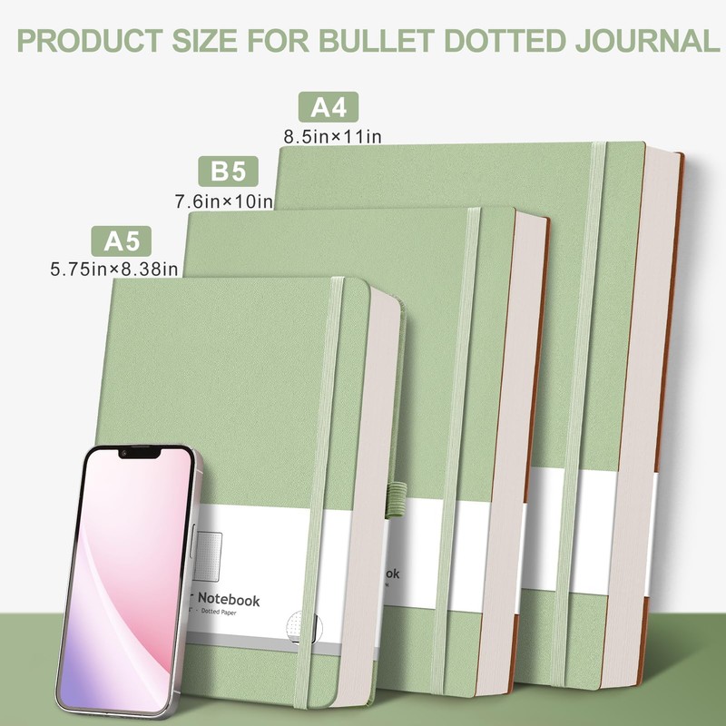 AHGXG Dotted Journal - Large A4 Notebook Dotted, 8.5''×11'', 320