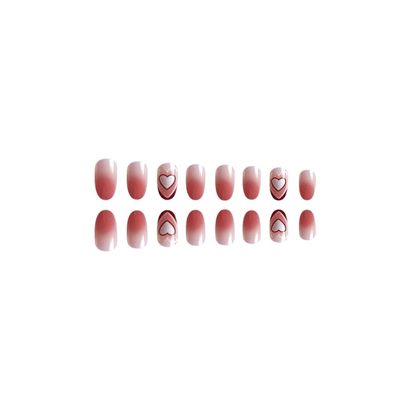 Valentines Nails Short Almond Press on Nails French Tip RIICFDD