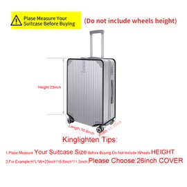Kinglighten 26 Inch Luggage Cover Protector Bag PVC Clear Plastic Suitcase Cover Protectors Travel Luggage Sleeve Protector