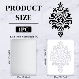 FINGERINSPIRE Damask Stencil 11.7x8.3inch Reusable Damask Wall Stencil Damask Floral Stencil for Painting Floral Allover Pattern Stencils for Painting on Wall, Furniture, Wood and Paper