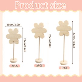 5 PCS Table Centerpiece Daisy Wooden Décor, Cute Unfinished DIY Coloring Spring Flower Standing Tabletop Sign for Rustic Home Farmhouse Spring Themed Decoration Easter Party