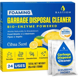 Bastion Foaming Garbage Disposal Cleaner & Deodorizer - 24-Count. Lemon Scented