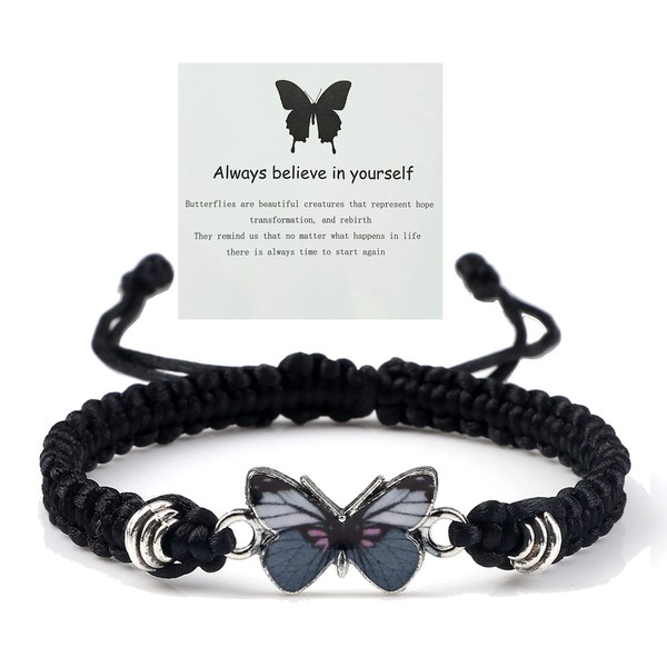 CJIAYUJEW Always believe in yourself Butterfly Bracelet,Adjustable Hand Woven Bracelets,Cute