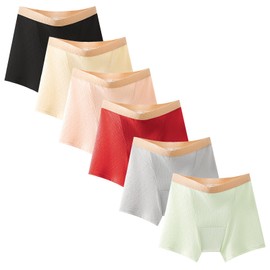 ZJHTK Incontinence Underwear for Women, Cotton Reusable Protective Boxer Briefs, Overnight Shorts Plus Size, 6Pcs,Multi Colored,XL