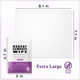Pack of 200 Makeup Remover Wipes Individually Wrapped,Lavender Scent,Face Cleansing Wipes Bulk, Travel Towelette Makeup Remover Cloth for Face Cleansing Skin Care Remove Makeup