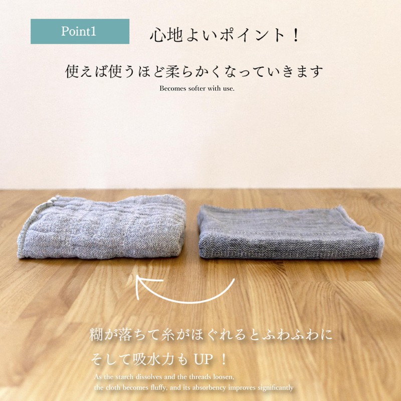 Nawrap Binchotan Dishcloths, Set of 2, Aqua x Charcoal