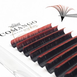 Orange Red Ombre Colored Lash Extension 0.07 C Curl 8-14mm Mix Tray, CoMango Black Gradient Orange Red Easy Fan Volume Eyelash Extensions, Lashes Soft Matte Salon Use, Self Fanning Volume Lashes！
